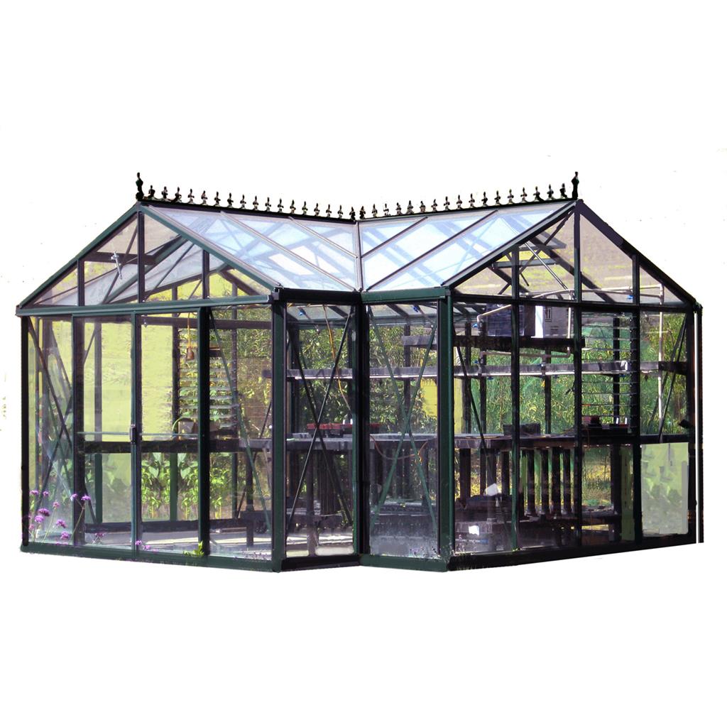 Royal Victorian Orangerie Greenhouse Kit 12 x 15 ft. with 4mm Tempered Glass Panels and Aluminum Frame - Greenhouse Megastore