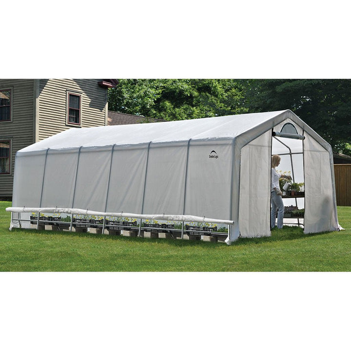 ShelterLogic GrowIT Peak DIY Greenhouse Kit 12 ft. Wide with Translucent Polyethylene Cover and Steel Frame - Greenhouse Megastore