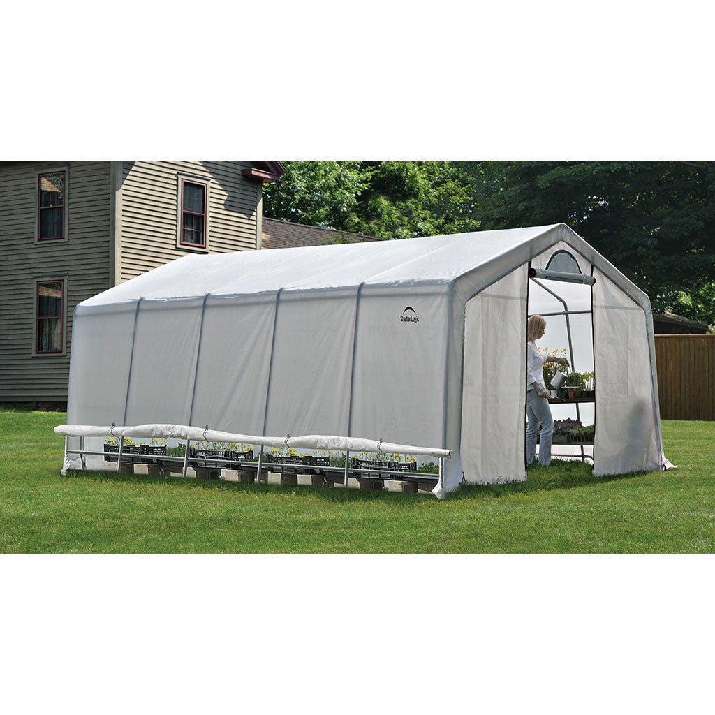 ShelterLogic GrowIT Peak DIY Greenhouse Kit 12 ft. Wide with Translucent Polyethylene Cover and Steel Frame - Greenhouse Megastore