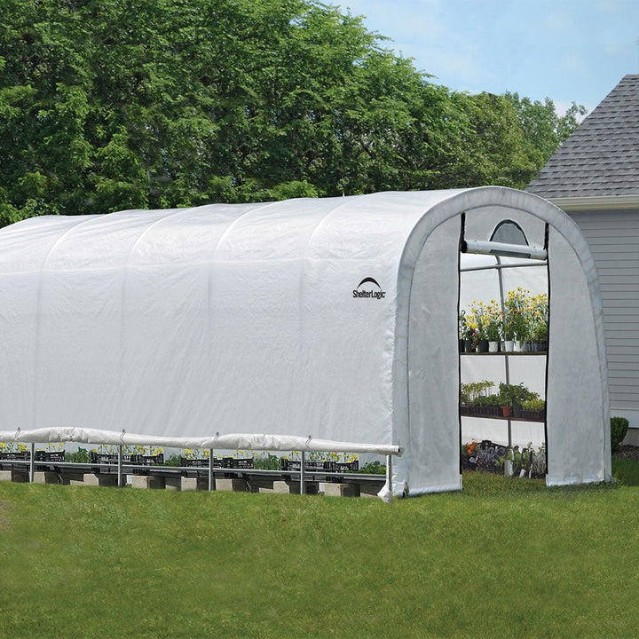 ShelterLogic GrowIT Round DIY Greenhouse Kit 12 ft. Wide with Translucent Polyethylene Cover and Steel Frame - Greenhouse Megastore
