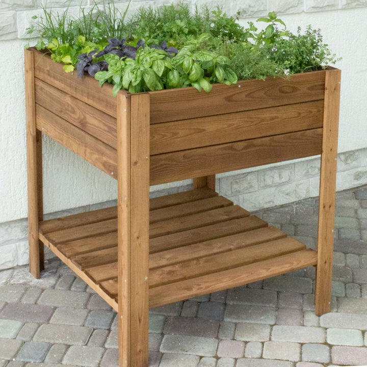 Square Raised Bed with Shelf - Greenhouse Megastore