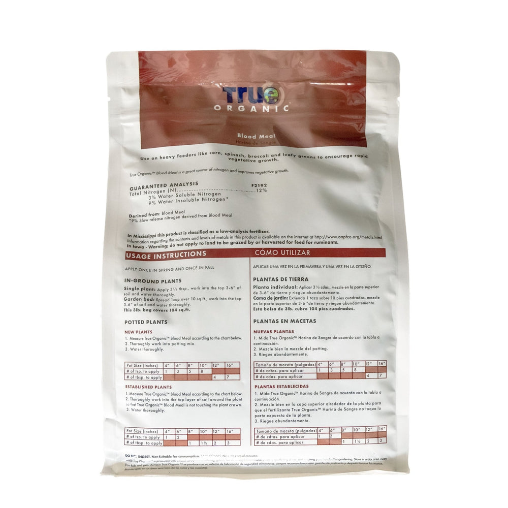 True Organic 3 lb. Bag Blood Meal - Greenhouse Megastore