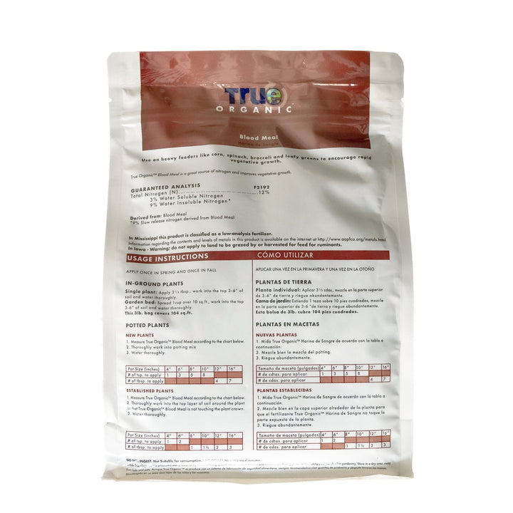 True Organic 3 lb. Bag Blood Meal - Greenhouse Megastore