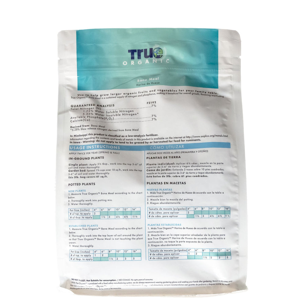 True Organic 3 lb. Bag Bone Meal 7 - 7 - 0 - Greenhouse Megastore