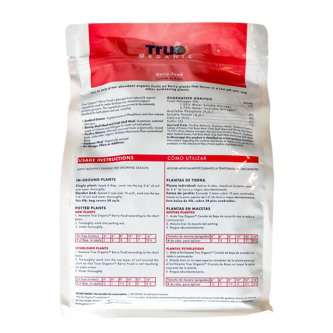 True Organic 4 lb. Bag Berry Food 5 - 4 - 4 - Greenhouse Megastore