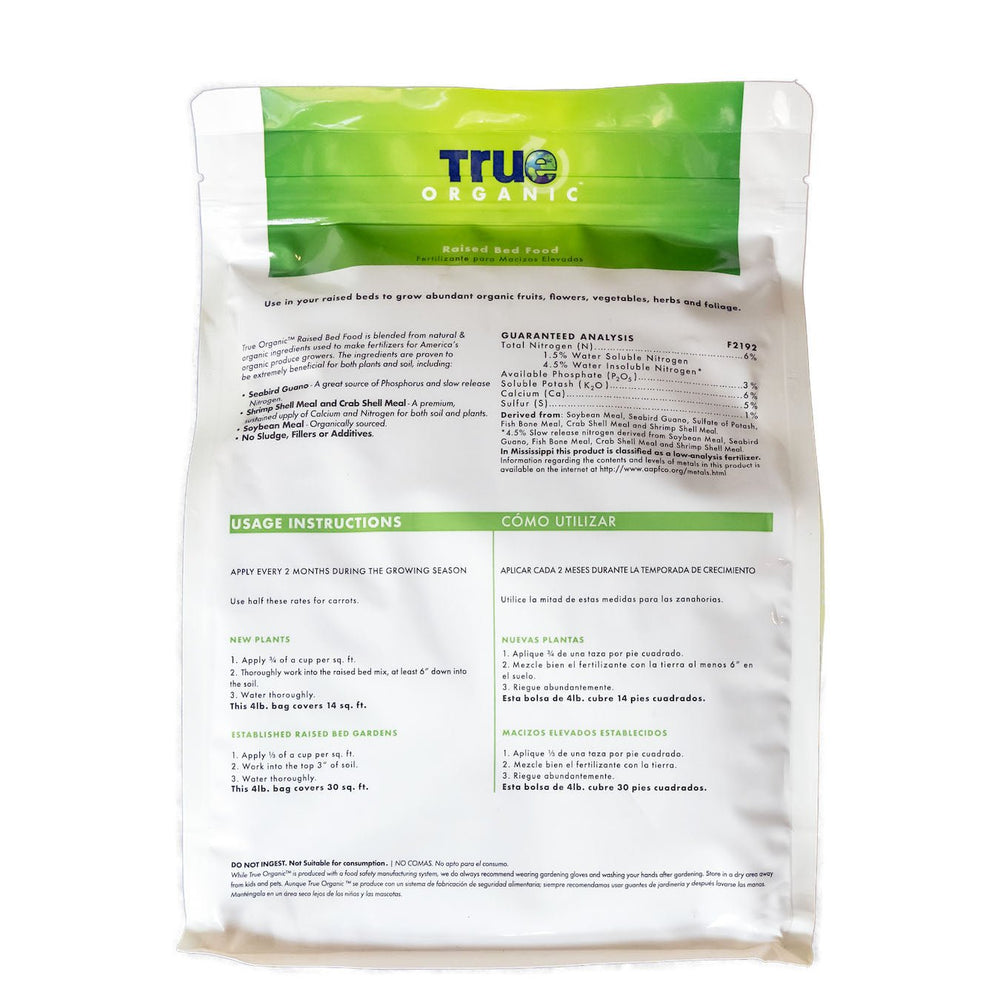 True Organic 4 lb. Bag Raised Bed Plant Food - Greenhouse Megastore