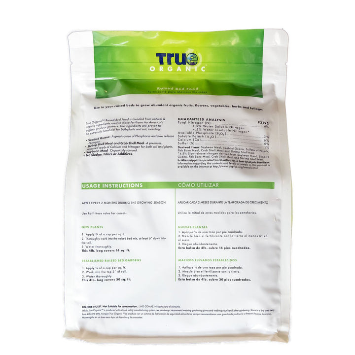 True Organic 4 lb. Bag Raised Bed Plant Food - Greenhouse Megastore