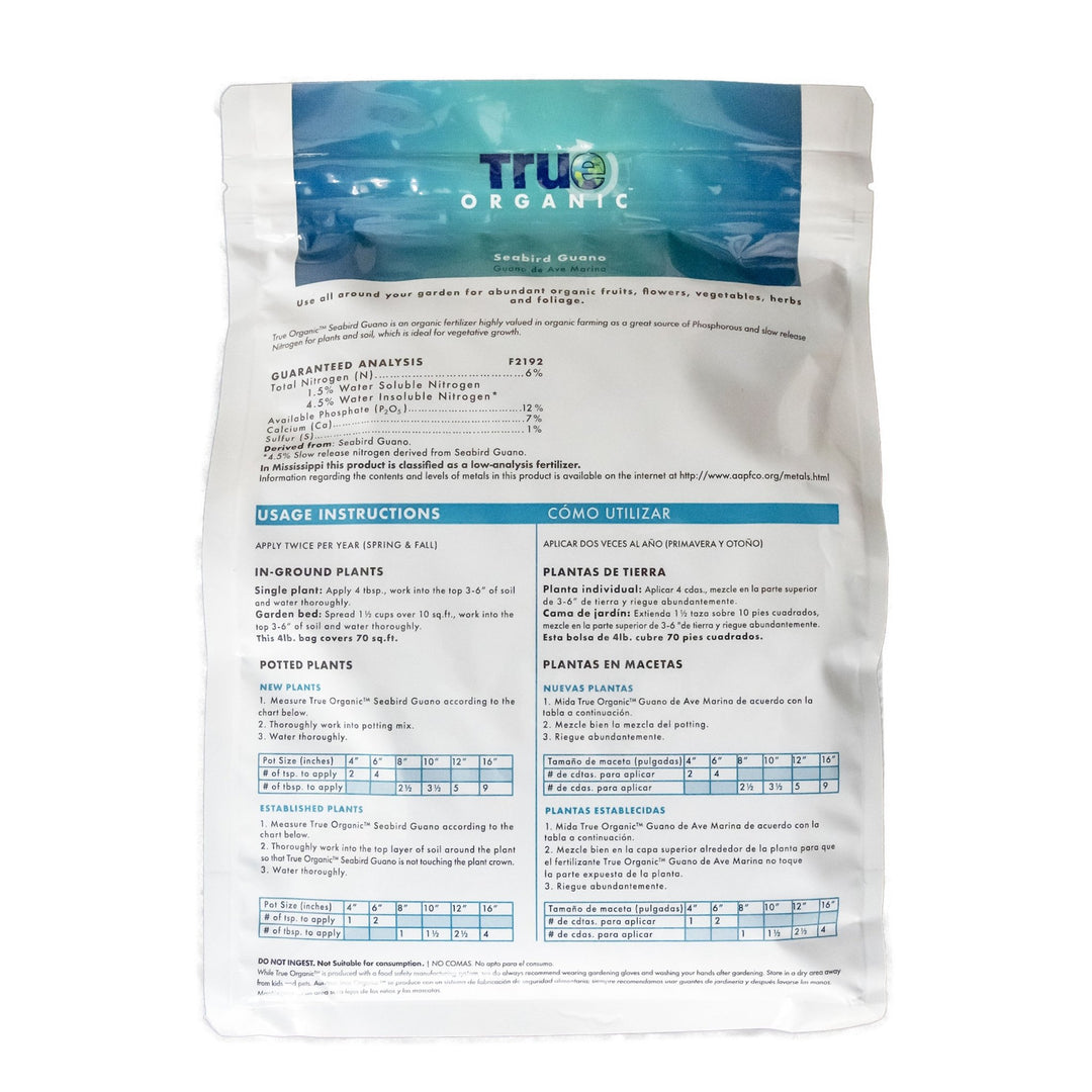 True Organic 4 lb. Bag Seabird Guano 6 - 12 - 0 - Greenhouse Megastore