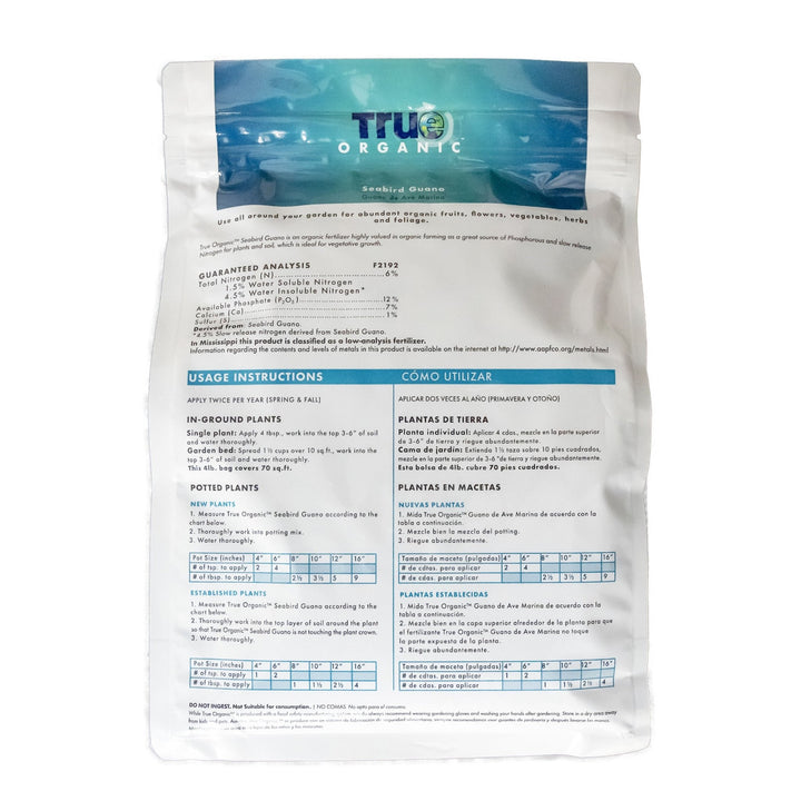 True Organic 4 lb. Bag Seabird Guano 6 - 12 - 0 - Greenhouse Megastore