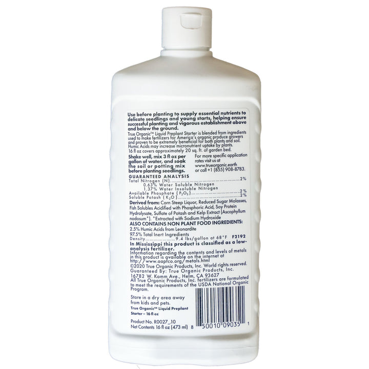 True Organic Liquid Preplant Starter - Greenhouse Megastore