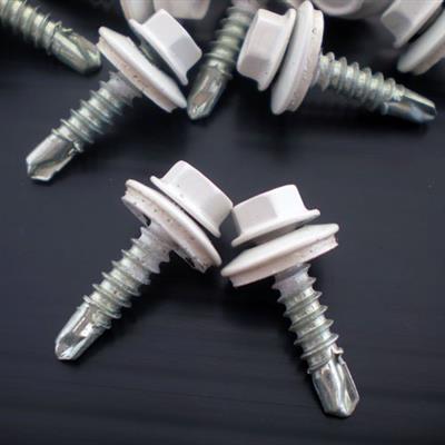 White Galvanized 1" Self - Tapping Metal Screws - Pack of 100 - Greenhouse Megastore